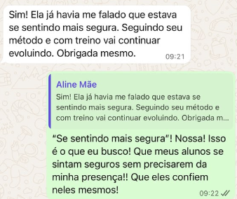 Mensagem de aluno aprovado pelo JP